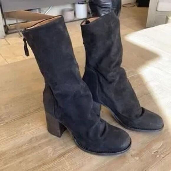 Free People Ellie Block Heel Boot Black Suede US 7 - Picture 10 of 14